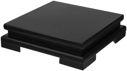 Cabilock Square Wood Vase Display Riser 7 Inch Black Wooden Tray Base for Home Decoration