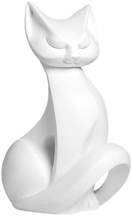 Cat Sculpture Resin Craft Figurine Decor for Home Office Bedroom
