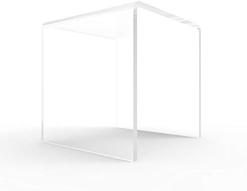 FixtureDisplays One Riser Combo 6 Inch Cube 3 Sided Clear Acrylic Display Pedestal