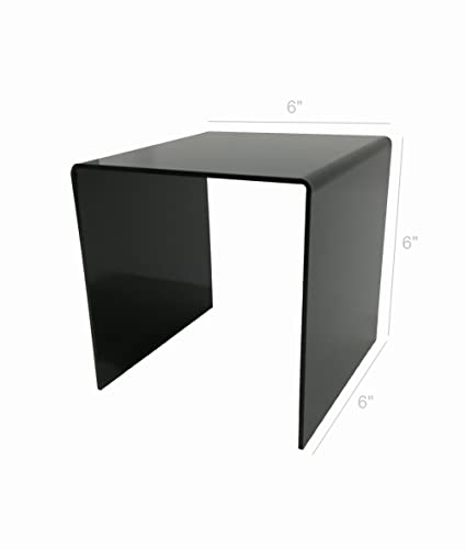 FixtureDisplays One Riser Combo 6 Inch Cube 3 Sided Black Plexiglass Pedestal Display