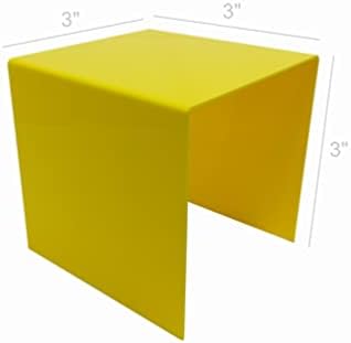 Yellow Acrylic 3-Sided Display Riser 3 Inch Cube