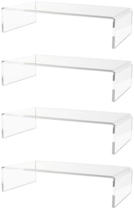 Marketing Holders 4 Pack Acrylic Riser Display Stand Rectangular Clear Showcase for Collectibles