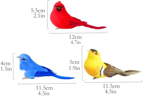 3pcs Artificial Birds for Home Garden Christmas Decor