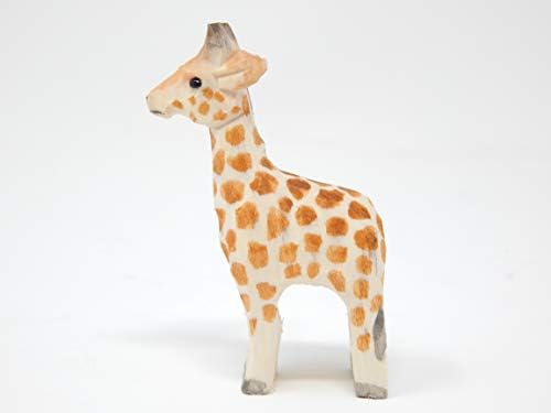 Hand-Carved Wooden Giraffe Figurine for Home Decor