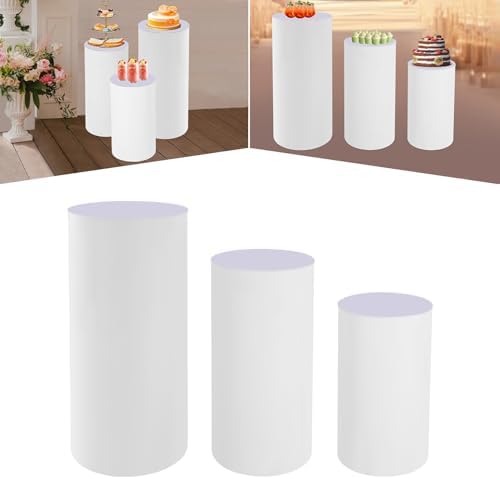 3Pcs Cylinder Pedestal Stands for Wedding Party Decor