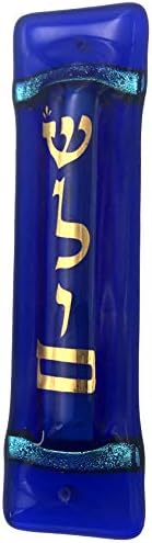 Tamara Baskin Art Glass Shalom Mezuzah Midnight Blue
