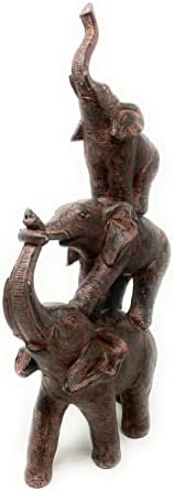 Natures Mark 3 Stacked Elephants Resin Statue Home Decor