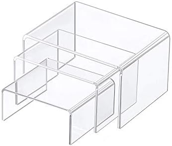 3 Piece Clear Acrylic Jewelry Display Riser Set for Home Dcor