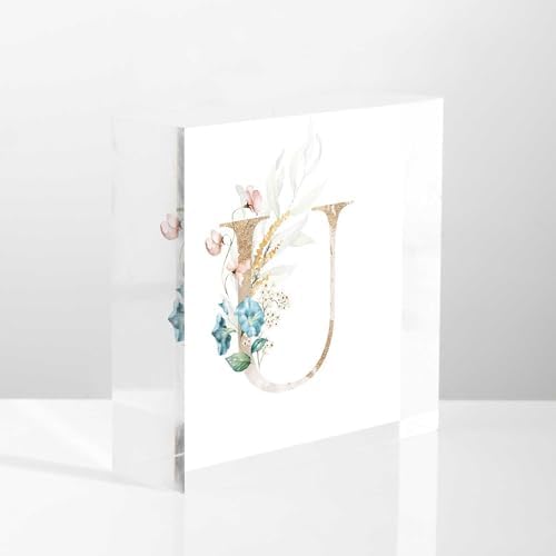 Vintage Flowers Desk Ornament with Letter U