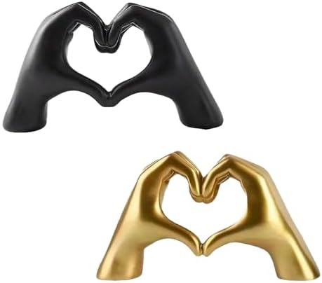 Panthra 2PCS Heart Hands Sculpture Gold and Black