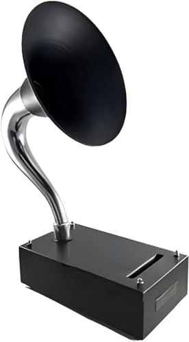 Decorative Nostalgia Acoustic Gramophone Speaker for Smartphones Chrome Black