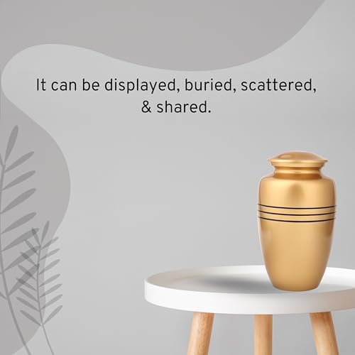 11 Inch Gold Black Cremation Urn for Adult