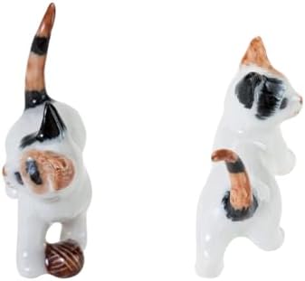 WitnyStore Tiny 1 Inch Calico Tricolor Shorthair Cat Play Ball Figurine