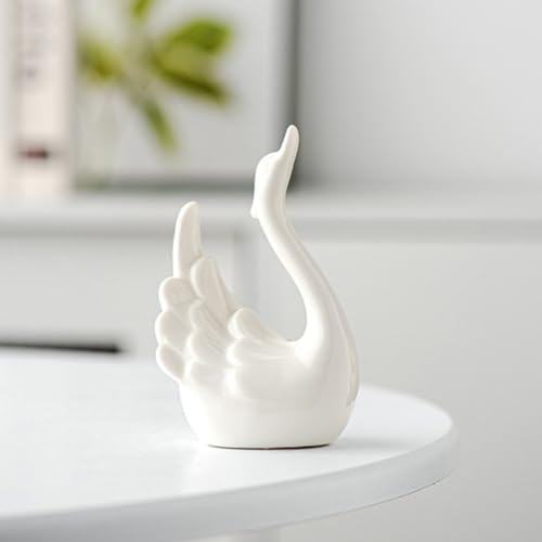 Kichvoe Swan Sculpture Decor 2pcs Ceramic Figurine Couple Table Decorations