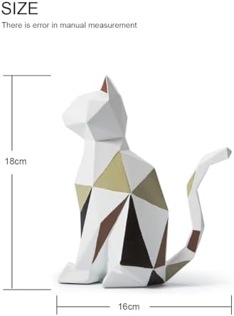 HAUCOZE Geometric Cat Statue Modern Home Decor Figurine