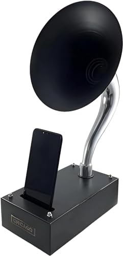 Decorative Nostalgia Acoustic Gramophone Speaker for Smartphones Chrome Black