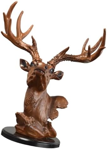 Fenteer Deer Head Figurine Desktop Decor Sculpture
