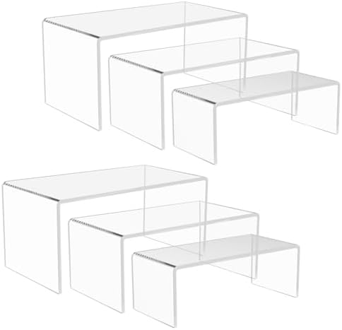 6PCS Acrylic Display Risers 3 Sizes Clear Stand