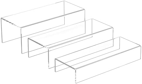 Clear Riser Display Shelf 3pcs Acrylic Storage Organizer for Figures Bags Shoes