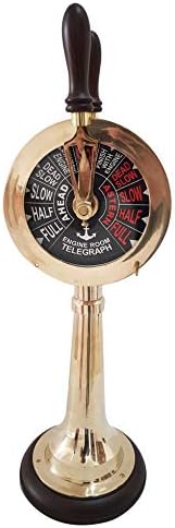 Vintage 21 Inch Brass Ship Telegraph with Wooden Base