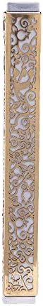 Yair Emanuel Lasercut Pomegranate Mezuzah - Gray with Gold Overlay 1