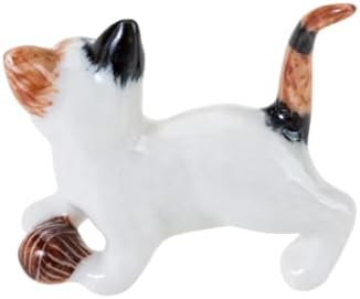 WitnyStore Tiny 1 Inch Calico Tricolor Shorthair Cat Play Ball Figurine