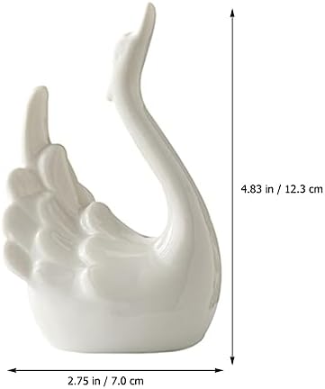 Kichvoe Swan Sculpture Decor 2pcs Ceramic Figurine Couple Table Decorations