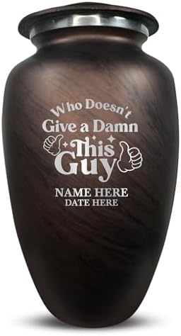 Custom Large Adult Cremation Urn with Name and Funny Design - 200 Cubic Inch Brown