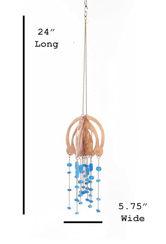 Handmade Copper Jellyfish Mobile with Aqua Blue Glass Beads 1