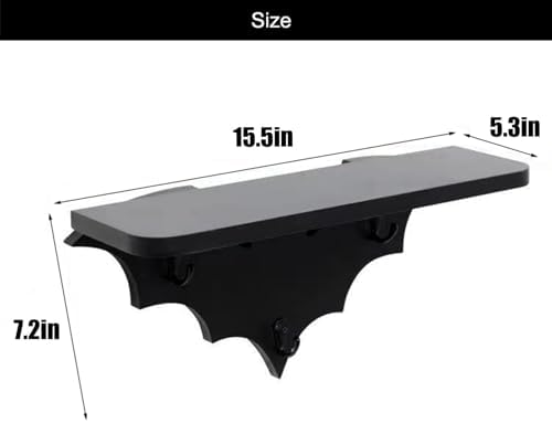 Spooky Bat Floating Shelf with 3 Key Hooks