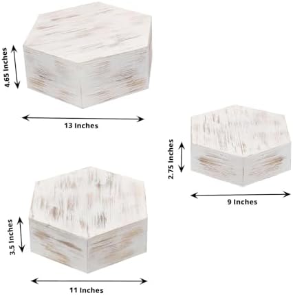 Efavormart Set of 3 Whitewashed Hexagonal Cake Stand Display Boxes