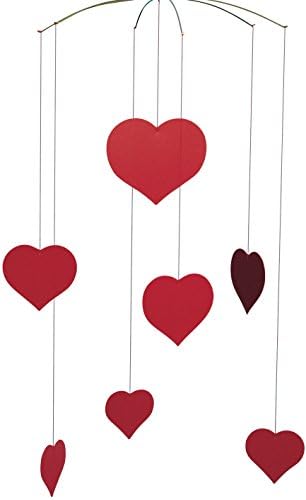 Happy Hearts Valentine Hanging Mobile - 16 Inches Plastic - Handmade in Denmark