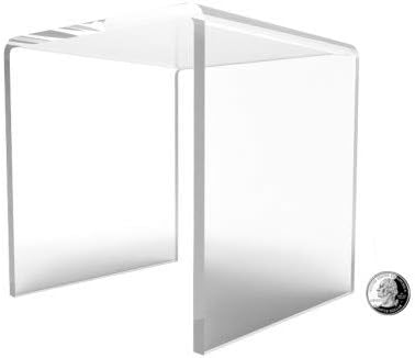 FixtureDisplays One Riser Combo 6 Inch Cube 3 Sided Clear Acrylic Display Pedestal