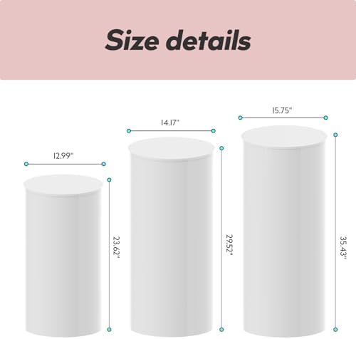 Baotree 3pcs White Cylinder Pedestal Stands