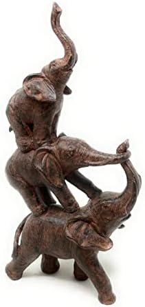 Natures Mark 3 Stacked Elephants Resin Statue Home Decor