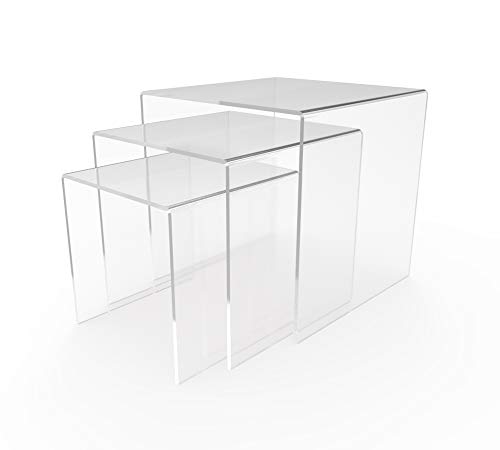 FixtureDisplays 3-Sided Clear Acrylic Riser Set 5 6 7 Inches