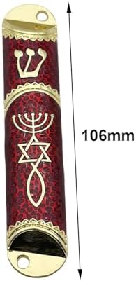 Jewish Mezuzah Case Red 16cm Unique Design Alloy