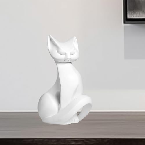 Cat Sculpture Resin Craft Figurine Decor for Home Office Bedroom