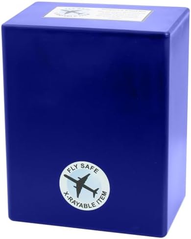 Seashore Themed TSA Approved Travel Cremation Urn Kit - Blue Plastic Urn with Seascape Mailing Box