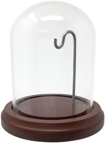Clear Glass Dome with Hook and Wooden Base - 4 Inch Display Stand