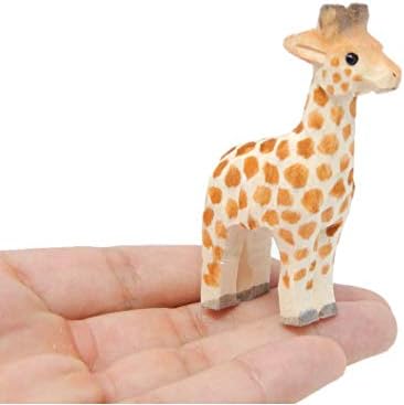 Hand-Carved Wooden Giraffe Figurine for Home Decor