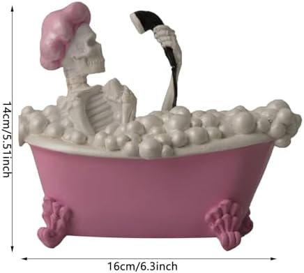 Spooky Skeleton in Pink Bathhtub Decor Figurine