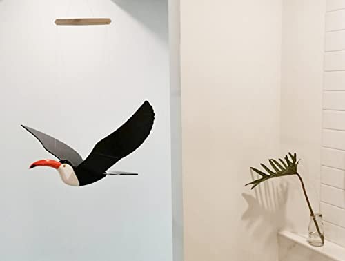 WitnyStore Wooden Bird Mobile 24 Inch Handmade Flapping Wing Decor