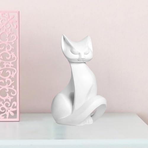 Cat Sculpture Resin Craft Figurine Decor for Home Office Bedroom