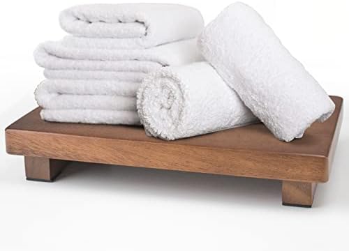 Wooden Pedestal Stand with Rubber Pads Decorative Soap Tray for Farmhouse Style Home Decor