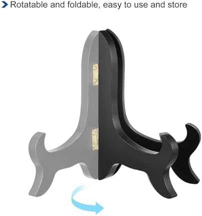 Uxcell 5 Inch Easel Plate Holder Black Folding Display Stand for Decorative Picture Frame