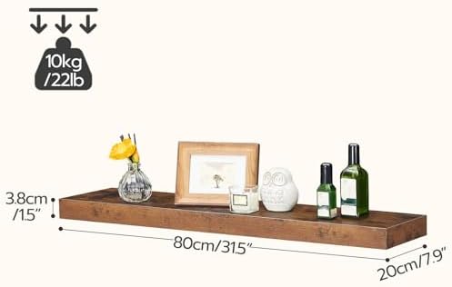 HOOBRO Floating Shelves Wall Mount Set of 2 315 Inch Rustic Brown