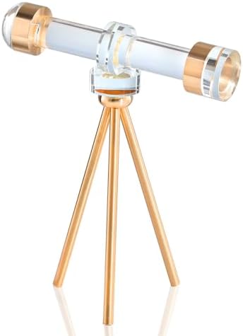 Modern Handmade Crystal Telescope with Brass Bracket