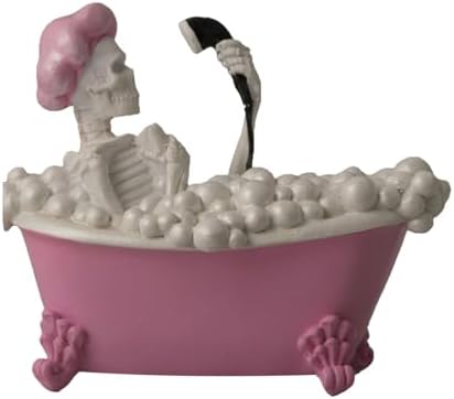 Spooky Skeleton in Pink Bathhtub Decor Figurine