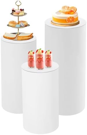 3Pcs Cylinder Pedestal Stands for Wedding Party Decor